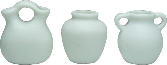 Dollhouse White Ceramic Vase Set of 3 Unglazed 1:12 Scale Miniatures - MiniatureCrush