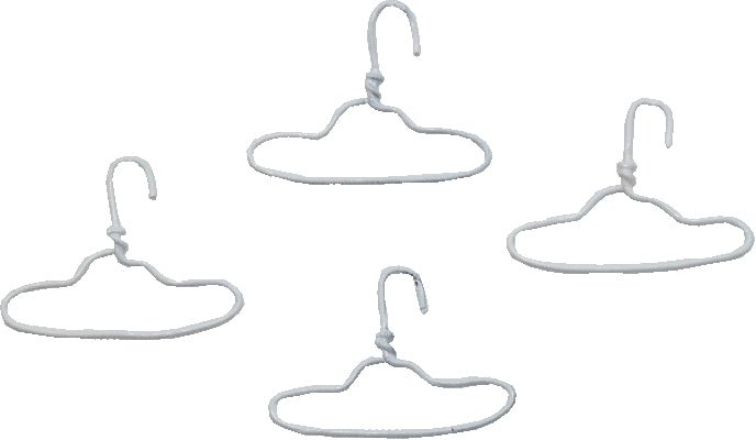 Dollhouse White Clothes Hangers Set of 4 1:12 Scale Miniature Accessory - MiniatureCrush