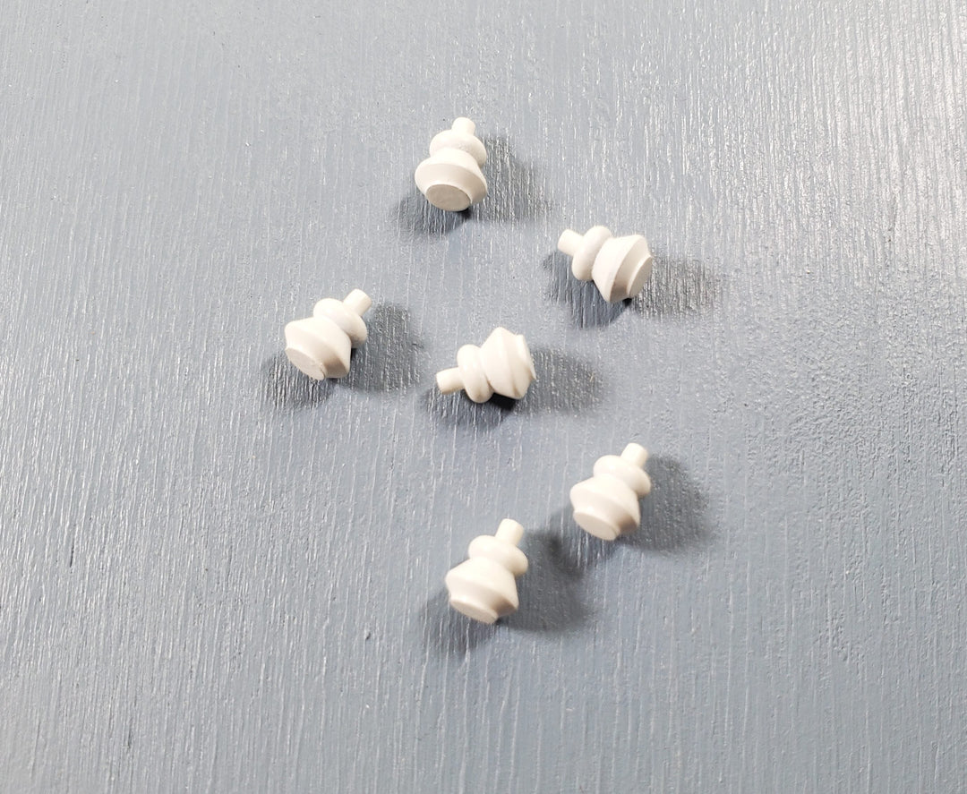 Dollhouse White Door Knobs or Drawer Pulls Set of 6 Painted Brass 1:12 Scale - MiniatureCrush