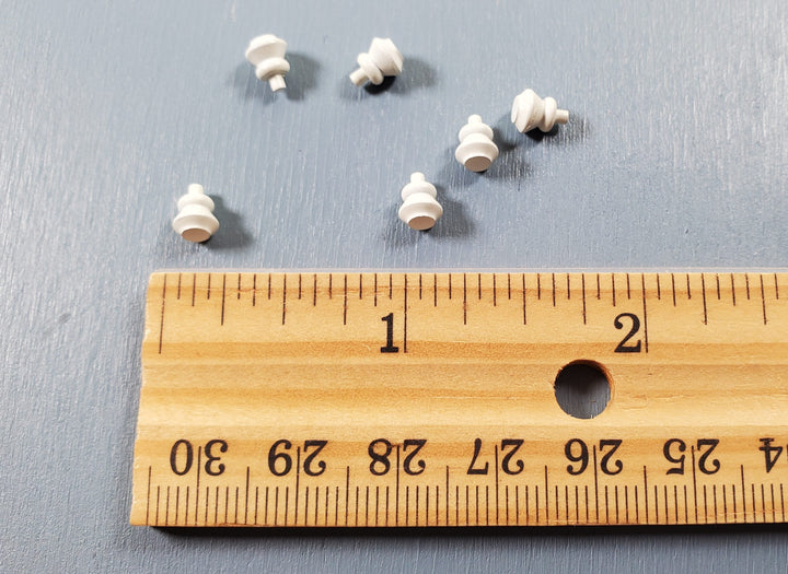 Dollhouse White Door Knobs or Drawer Pulls Set of 6 Painted Brass 1:12 Scale - MiniatureCrush