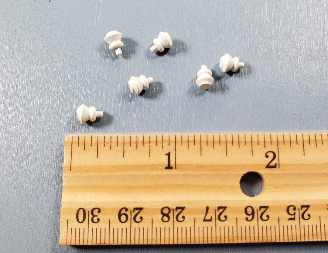Dollhouse White Door Knobs or Drawer Pulls Set of 6 Painted Brass 1:12 Scale - MiniatureCrush