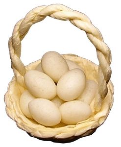 Dollhouse White Eggs in a Handbasket 1:12 Scale Miniature Food - MiniatureCrush