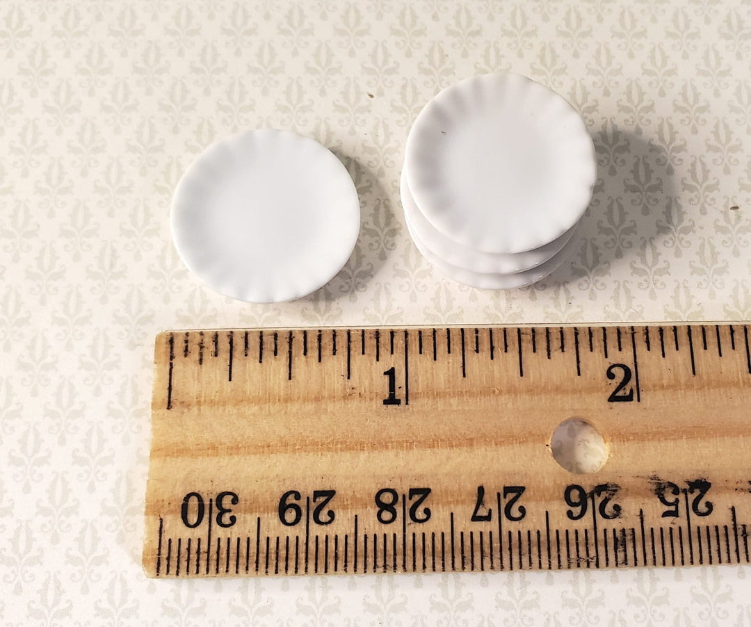 Dollhouse White Fluted Edge Ceramic Dinner Plates Set of 4 1:12 Scale Miniatures - MiniatureCrush