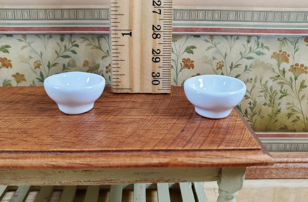 Dollhouse White Footed Ceramic Bowl Set of 2 1:12 Scale Miniature - MiniatureCrush