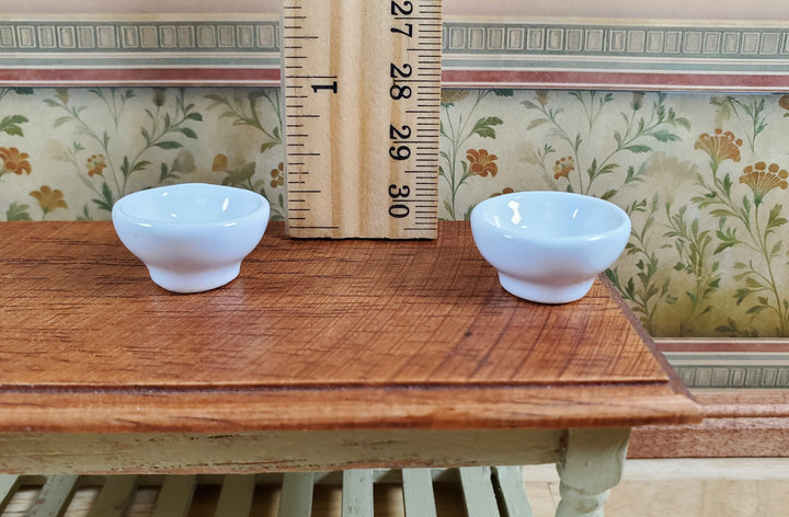 Dollhouse White Footed Ceramic Bowl Set of 2 1:12 Scale Miniature - MiniatureCrush