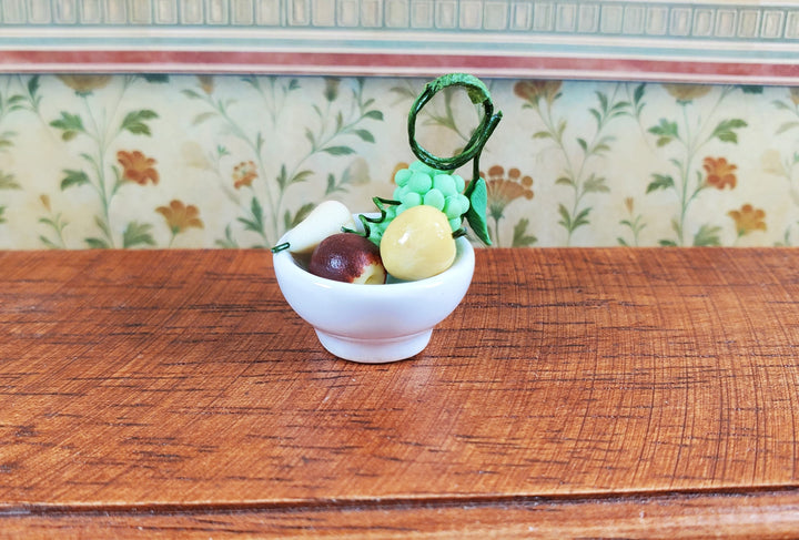 Dollhouse White Footed Ceramic Bowl Set of 2 1:12 Scale Miniature - MiniatureCrush