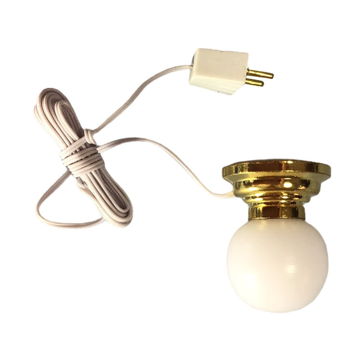 Dollhouse White Globe Ceiling Light 1:12 Scale Miniature 12 Volt with Plug - Miniature Crush