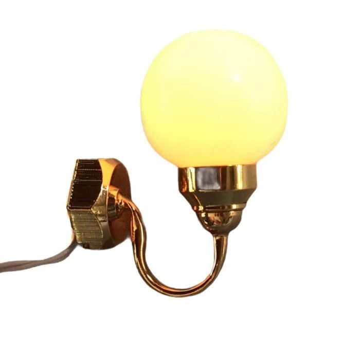 Dollhouse White Globe Wall Sconce 12 Volt with Plug 1:12 Scale Miniature Light - MiniatureCrush