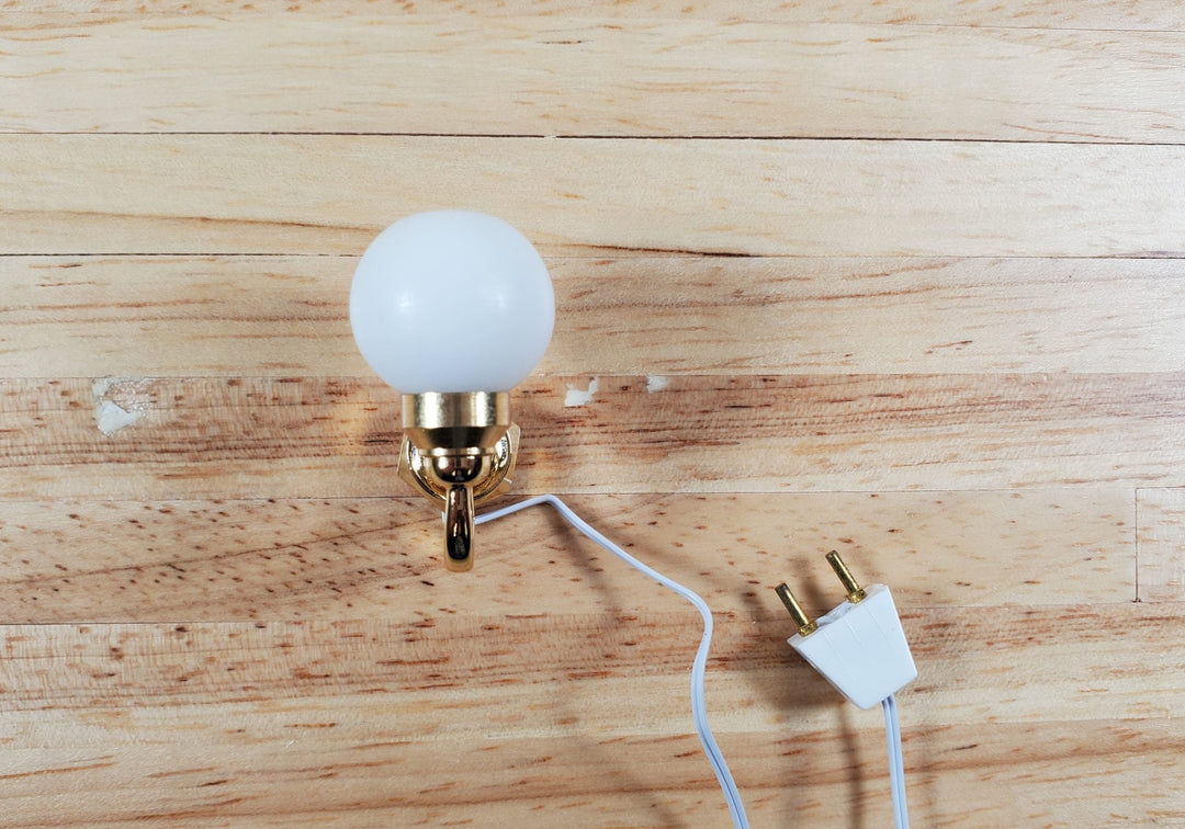 Dollhouse White Globe Wall Sconce 12 Volt with Plug 1:12 Scale Miniature Light - MiniatureCrush