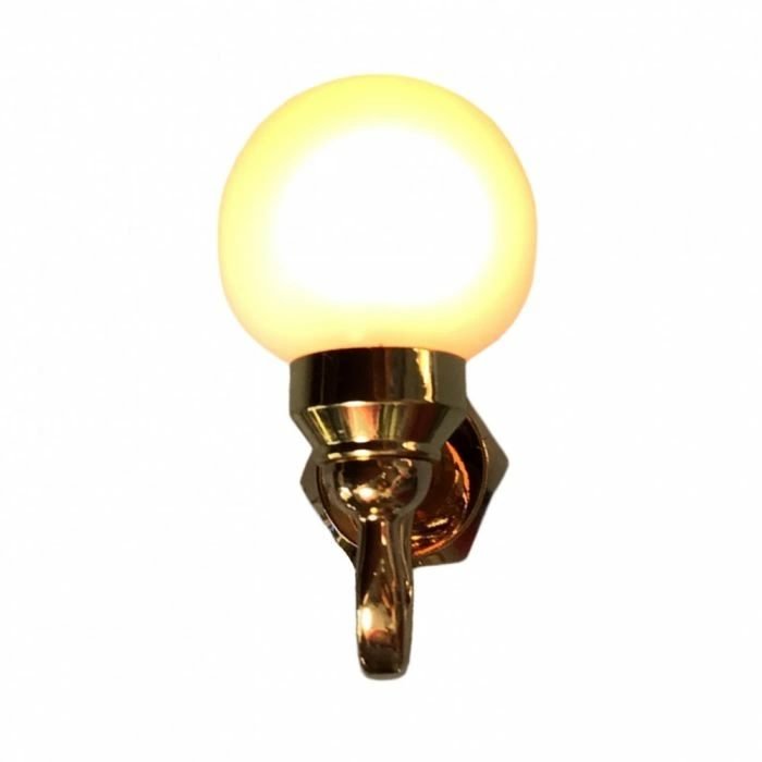 Dollhouse White Globe Wall Sconce 12 Volt with Plug 1:12 Scale Miniature Light - MiniatureCrush