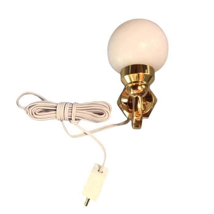 Dollhouse White Globe Wall Sconce 12 Volt with Plug 1:12 Scale Miniature Light - MiniatureCrush