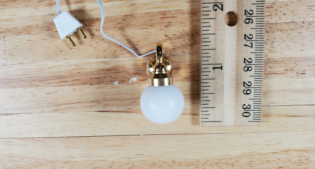 Dollhouse White Globe Wall Sconce 12 Volt with Plug 1:12 Scale Miniature Light - MiniatureCrush