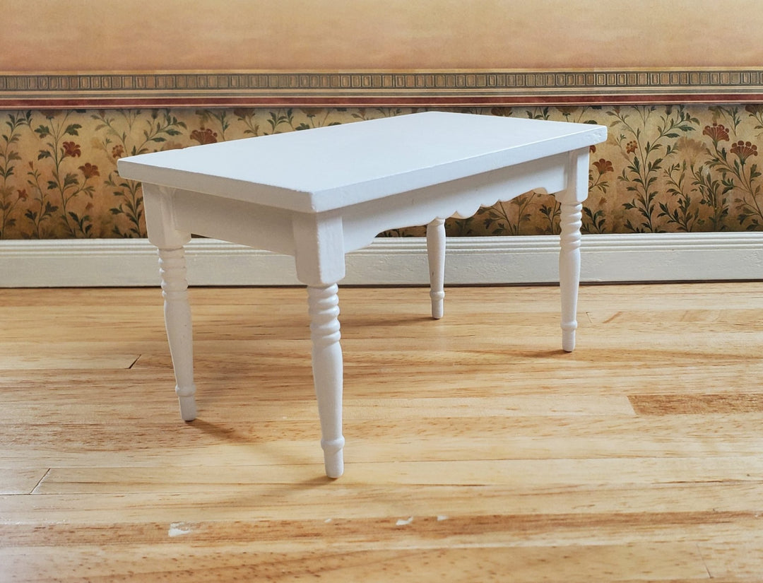 Dollhouse White Kitchen Table 1:12 Scale Miniature Wood Furniture - MiniatureCrush