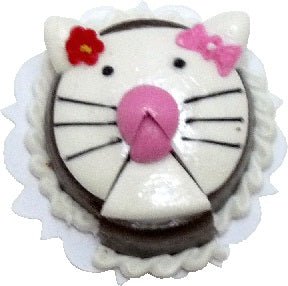 Dollhouse White Kitty Cake with Slice 1:12 Scale Miniature Dessert Food - MiniatureCrush