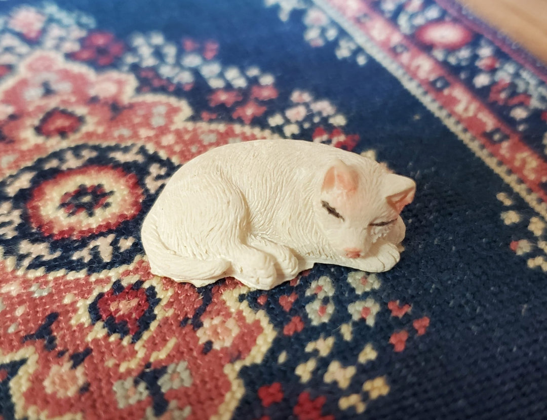 Dollhouse White Kitty Cat Sleeping Curled Up 1:12 Scale Miniature Pet - Miniature Crush