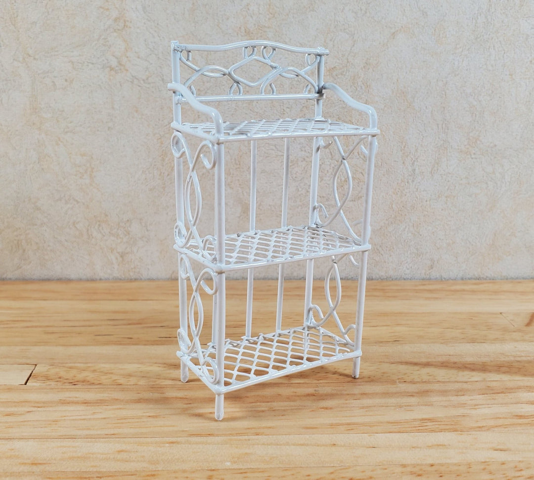 Dollhouse White Metal Shelf Small 3 Shelves 1:12 Scale Miniature Kitchen Bakery - MiniatureCrush