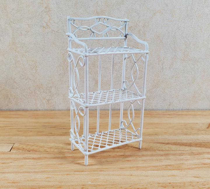 Dollhouse White Metal Shelf Small 3 Shelves 1:12 Scale Miniature Kitchen Bakery - MiniatureCrush