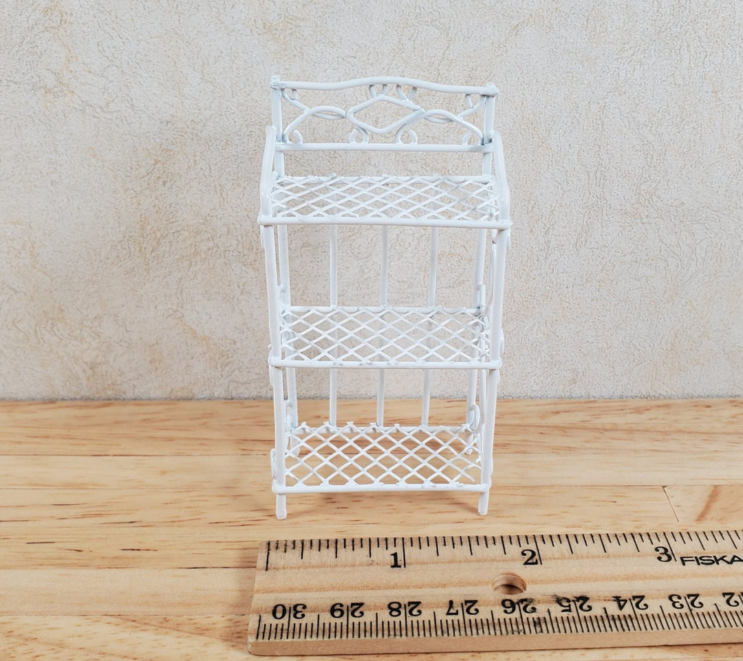 Dollhouse White Metal Shelf Small 3 Shelves 1:12 Scale Miniature Kitchen Bakery - MiniatureCrush