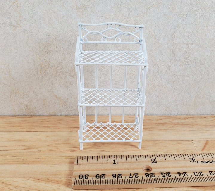 Dollhouse White Metal Shelf Small 3 Shelves 1:12 Scale Miniature Kitchen Bakery - MiniatureCrush