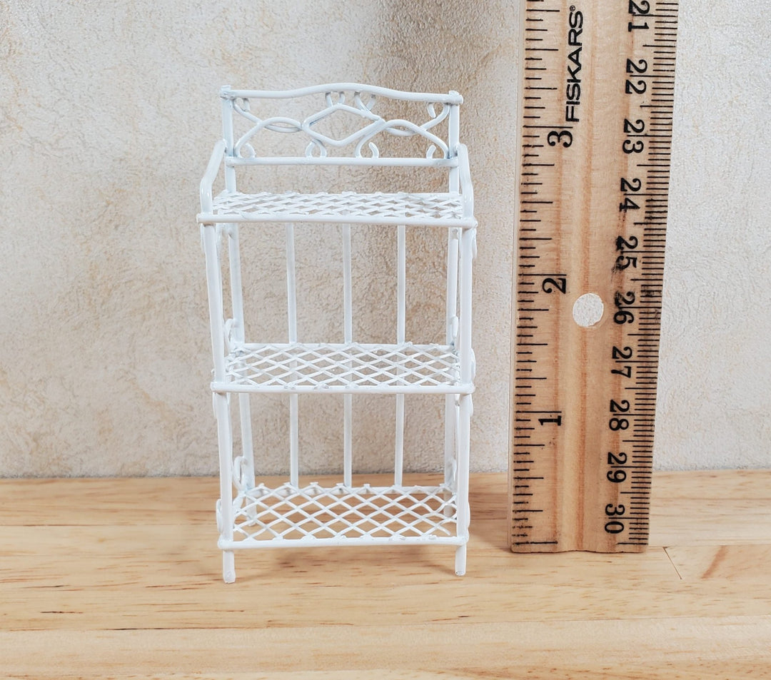 Dollhouse White Metal Shelf Small 3 Shelves 1:12 Scale Miniature Kitchen Bakery - MiniatureCrush