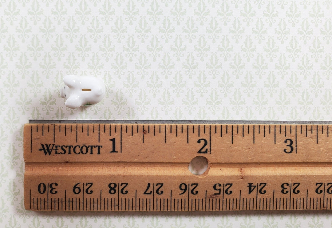 Dollhouse White Porcelain Piggy Bank with Money Symbol 1:12 Scale Miniature - MiniatureCrush