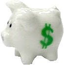 Dollhouse White Porcelain Piggy Bank with Money Symbol 1:12 Scale Miniature - MiniatureCrush