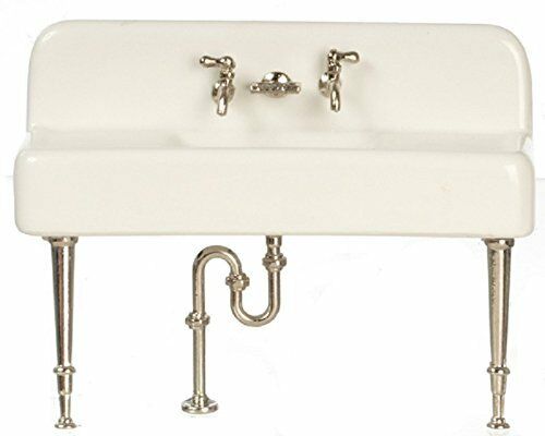 Dollhouse White Porcelain Sink Kit Kitchen or Utility Room 1:12 Scale Miniature - Miniature Crush