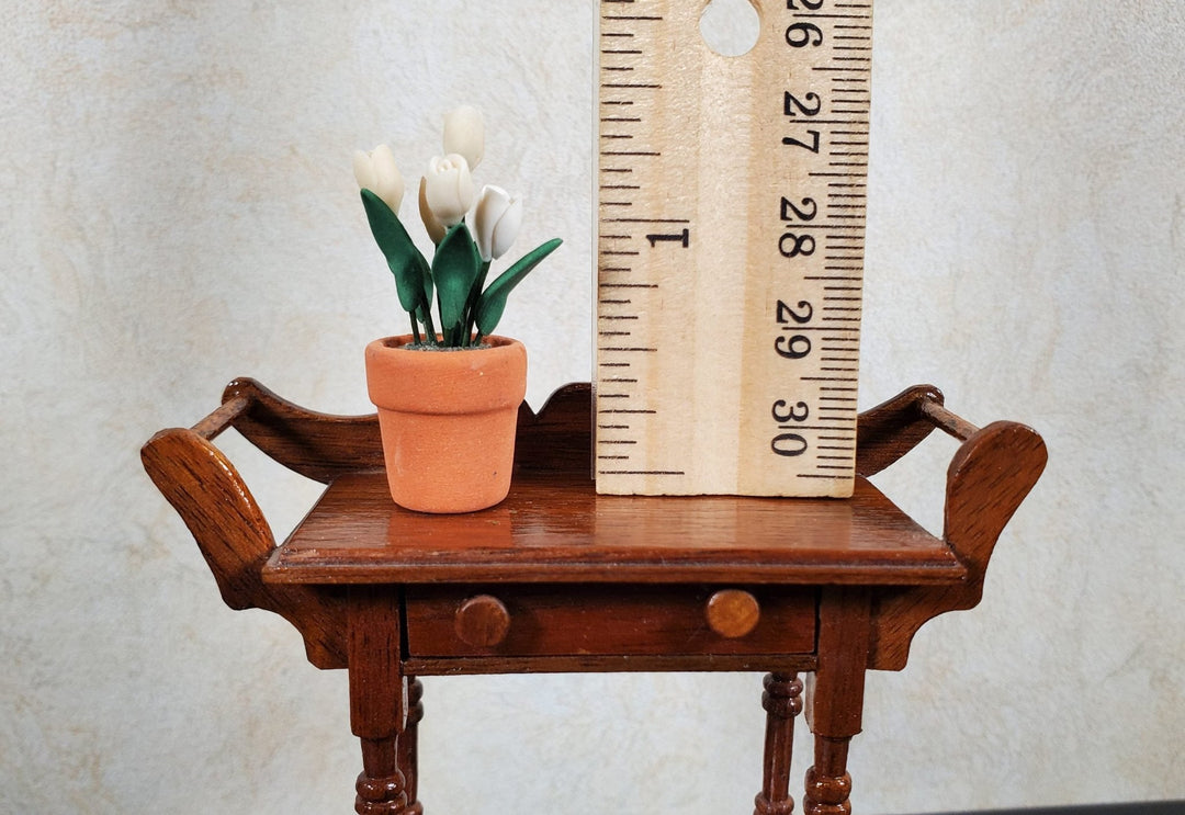 Dollhouse White Tulips in a Terra Cotta Planter Pot 1:12 Scale Miniature Plant - MiniatureCrush