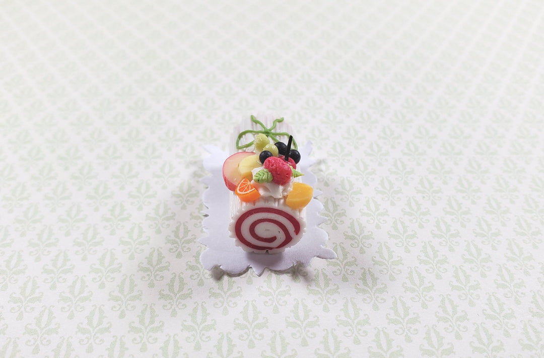 Dollhouse White Yule Log 1:12 Scale Miniature Dessert Food - MiniatureCrush