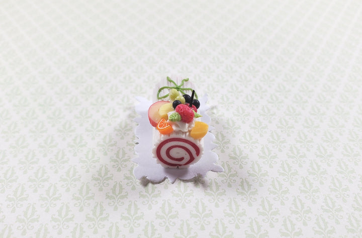 Dollhouse White Yule Log 1:12 Scale Miniature Dessert Food - MiniatureCrush