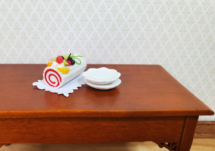 Dollhouse White Yule Log 1:12 Scale Miniature Dessert Food - MiniatureCrush