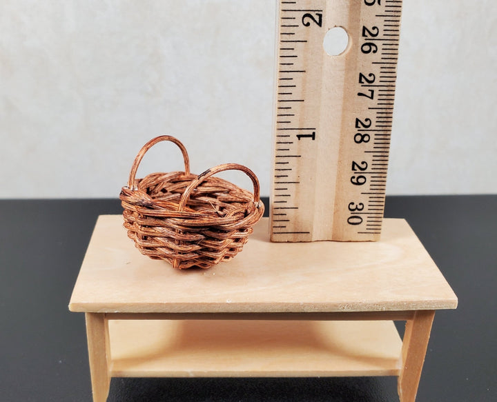 Dollhouse Wicker Basket with Two Handles 1:12 Scale Miniature Decor Accessories - MiniatureCrush