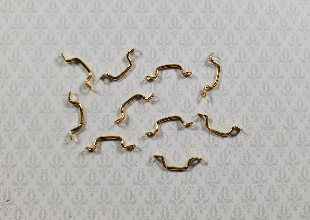 Dollhouse Window Handles or Drawer Pulls x10 Pcs Gold Plate Brass 1:12 Scale - MiniatureCrush