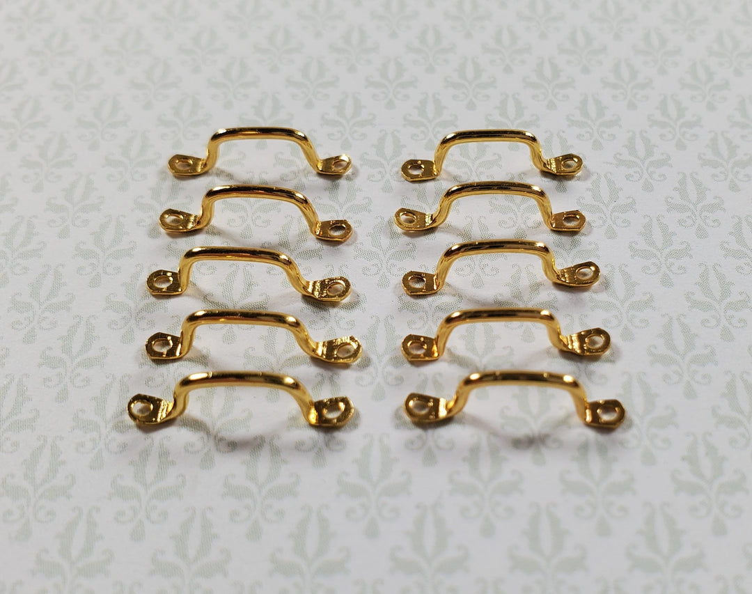 Dollhouse Window Handles or Drawer Pulls x10 Pcs Gold Plate Brass 1:12 Scale - MiniatureCrush