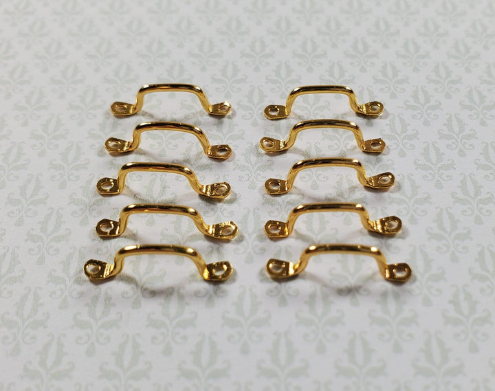 Dollhouse Window Handles or Drawer Pulls x10 Pcs Gold Plate Brass 1:12 Scale - MiniatureCrush