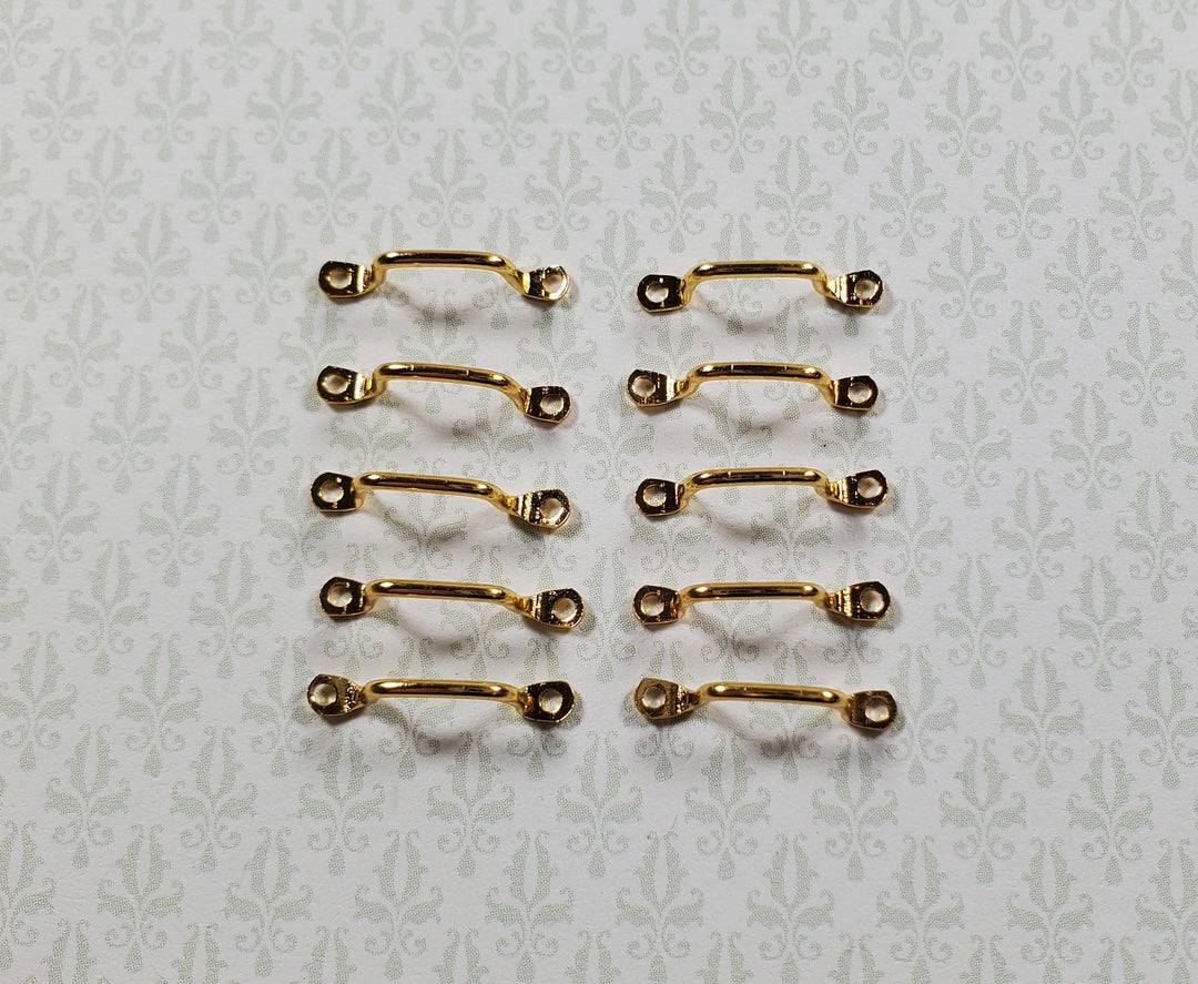 Dollhouse Window Handles or Drawer Pulls x10 Pcs Gold Plate Brass 1:12 Scale - MiniatureCrush