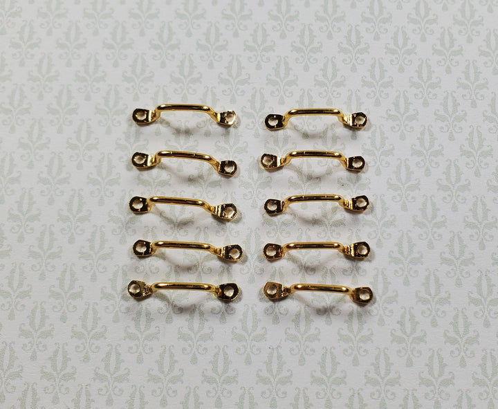 Dollhouse Window Handles or Drawer Pulls x10 Pcs Gold Plate Brass 1:12 Scale - MiniatureCrush