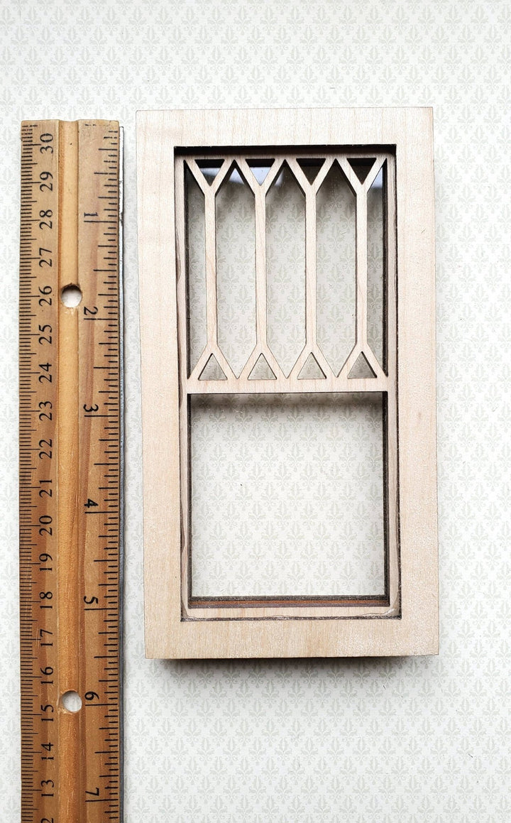 Dollhouse Window Victorian Style Tall Diamonds Wood 1:12 Scale Miniature - MiniatureCrush