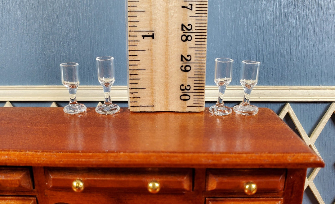 Dollhouse Wine Glasses Set of 4 Real Glass 1:12 Scale Miniatures 11/16" Tall - Miniature Crush