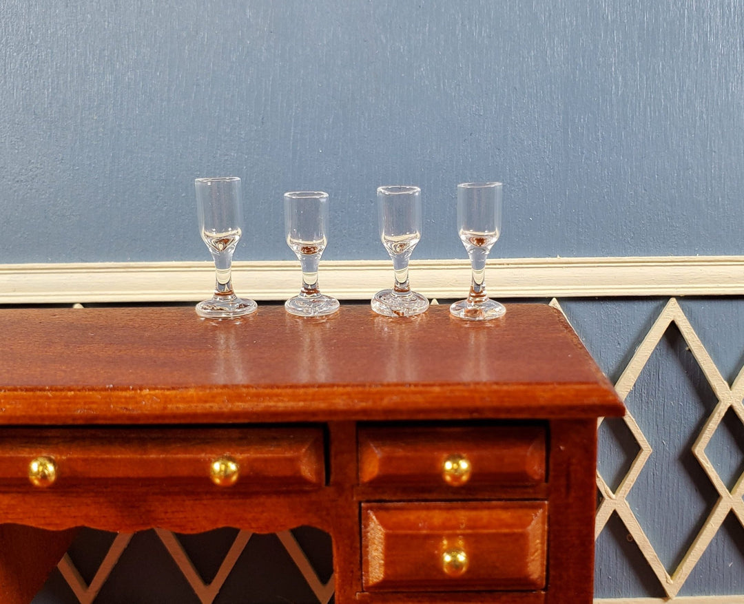 Dollhouse Wine Glasses Set of 4 Real Glass 1:12 Scale Miniatures 11/16" Tall - MiniatureCrush