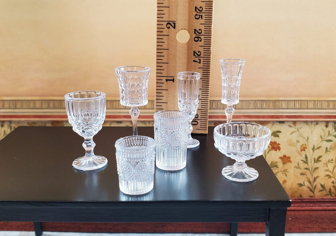 Dollhouse Wine Glasses Vases Bowls Tableware Clear Plastic 1:6 Playscale Size - MiniatureCrush
