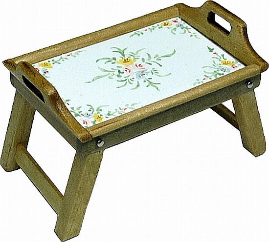 Dollhouse Wood Breakfast Tray with Floral Pattern1:12 Scale Miniature Kitchen - MiniatureCrush
