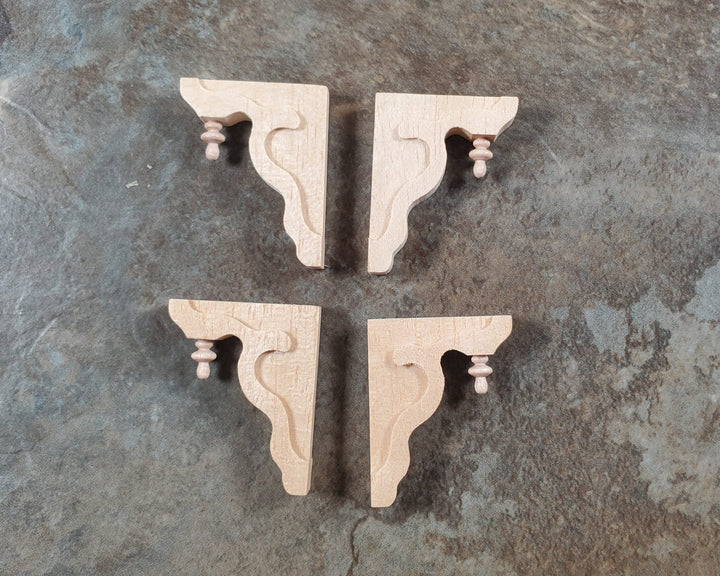 Dollhouse Wood Corbels or Brackets 1:12 Scale 1 1/4" Tall Set of 4 Houseworks - MiniatureCrush