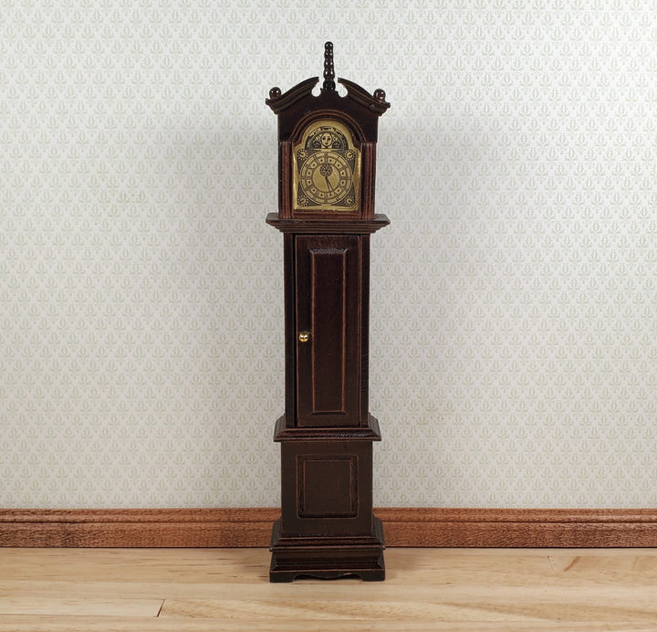 Dollhouse Wood Grandfather Clock Opens Walnut Finish1:12 Scale Miniature - MiniatureCrush