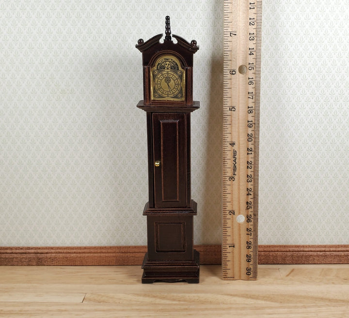 Dollhouse Wood Grandfather Clock Opens Walnut Finish1:12 Scale Miniature - MiniatureCrush
