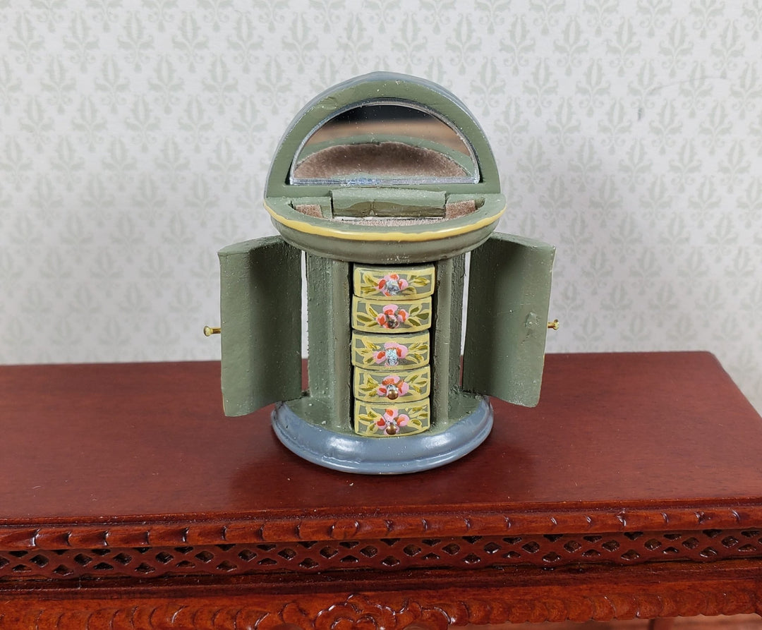 Dollhouse Wood Jewelry Box with Drawers Painted Detail 1:12 Scale Miniature - MiniatureCrush