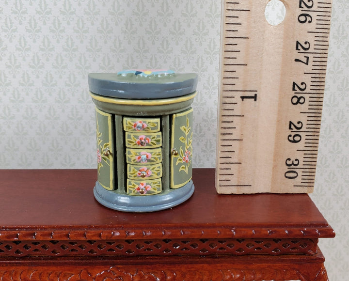 Dollhouse Wood Jewelry Box with Drawers Painted Detail 1:12 Scale Miniature - MiniatureCrush
