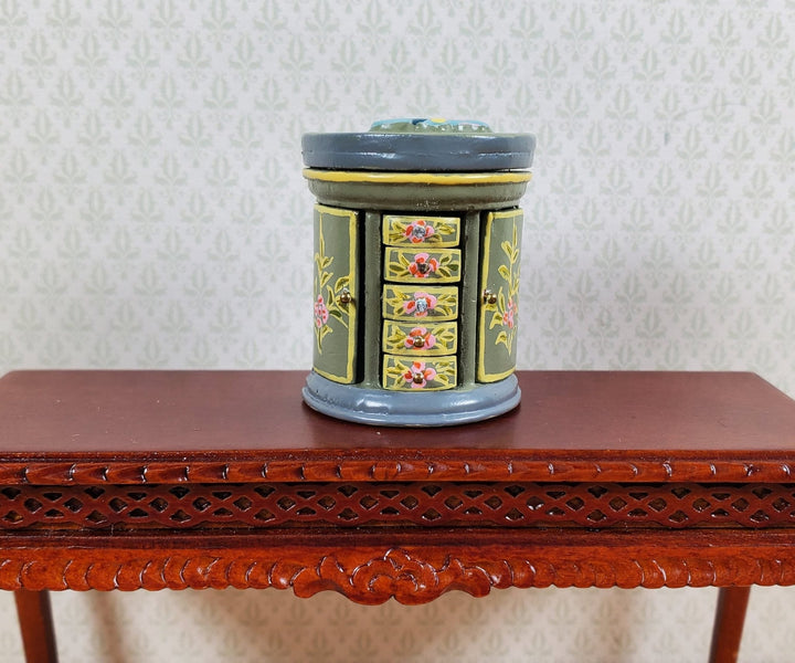 Dollhouse Wood Jewelry Box with Drawers Painted Detail 1:12 Scale Miniature - MiniatureCrush