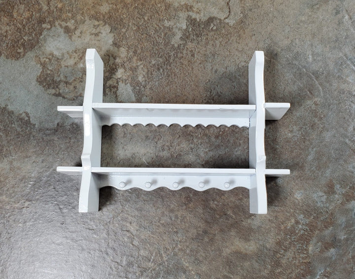 Dollhouse Wood Kitchen Shelf with Pegs 1:12 Scale Miniature White Finish - MiniatureCrush