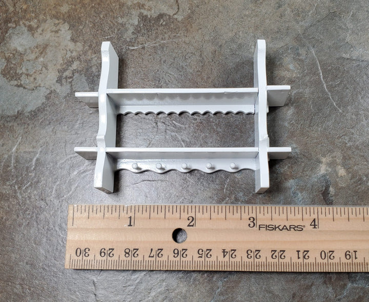 Dollhouse Wood Kitchen Shelf with Pegs 1:12 Scale Miniature White Finish - MiniatureCrush